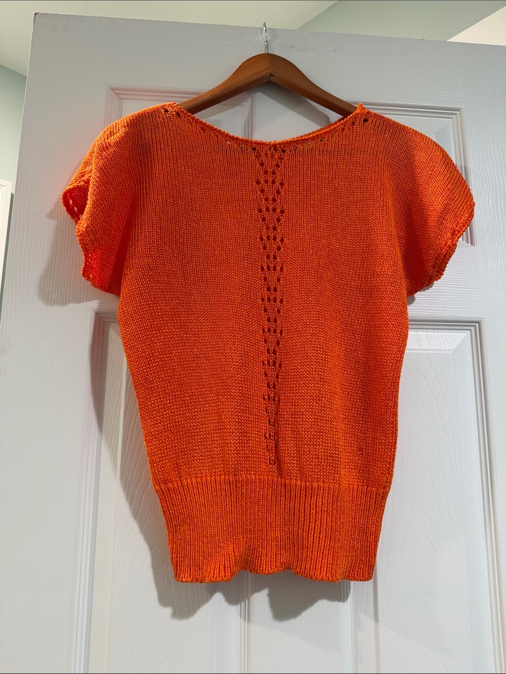Vintage- Dior Bright Orange Short-Sleeve Knit Top - Picture 2 of 14